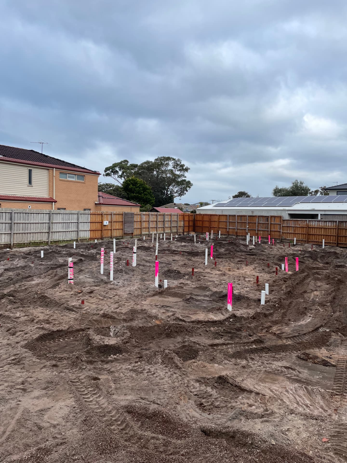 New build slab plumbing rough-in with pipe set-outs